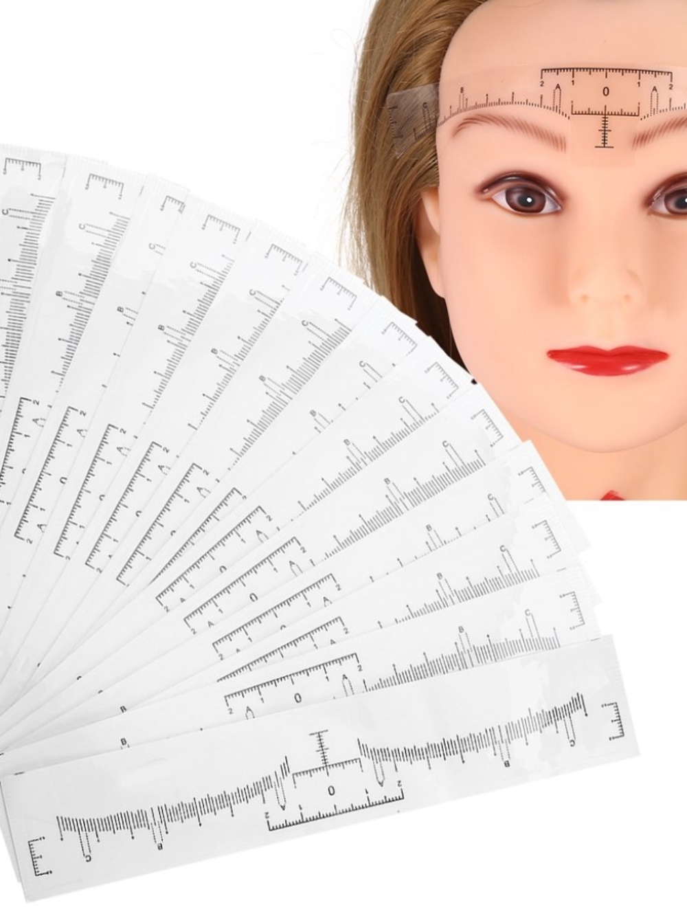 50Pcs Disposable Adhesive Eyebrow Ruler Makeup Stickers